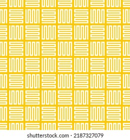 White abstract lines seamless pattern with yellow background.