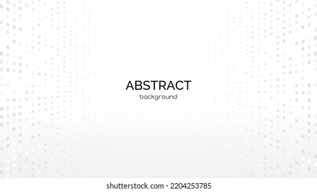 White Abstract Minimal Background. Vector Perspective Halftone Dotted Technology Backdrop With Copy Space For Text. Web Banner Template