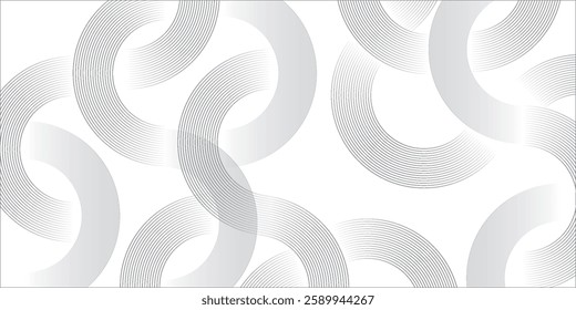 White abstract minimalist background with circle lines and dot pattern