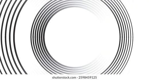 White abstract minimalist background with circle lines and dot pattern