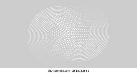 White abstract minimalist background with circle lines and dot pattern. modern