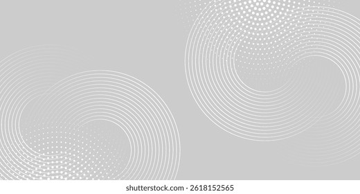 White abstract minimalist background with circle lines and dot pattern. modern