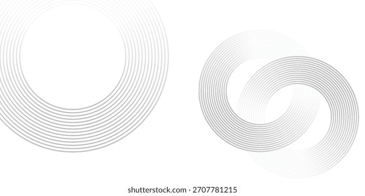 White abstract minimalist background with circle lines and dot pattern