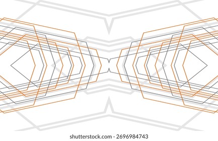 Fondo moderno abstracto blanco con líneas geométricas y contornos grises y naranjas. Ilustración vectorial