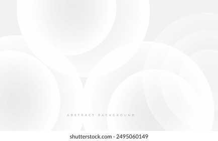 Weißer abstrakter moderner geometrischer Hintergrund mit Kreisen. Weiche graue Abstufung minimalistische Komposition mit Runden. Circle-Effekt Weiß und Grau Vektorillustration