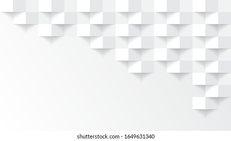 White abstract modern square texture background, 3d paper art style that looks creased design, Vector illustration
