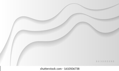 White Abstract Modern Wavy, Wave, Liquid, Fluid ,Paper Cut Style. Background, Wallpaper. Desgin Graphic Vector EPS10