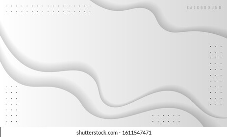 White Abstract Modern Wavy, Wave, Liquid, Fluid ,Paper Cut Style. Background, Wallpaper. Desgin Graphic Vector EPS10