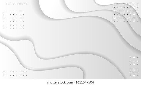 White Abstract Modern Wavy, Wave, Liquid, Fluid ,Paper Cut Style. Background, Wallpaper. Desgin Graphic Vector EPS10