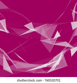 White Abstract Network Mesh on Purple Background  - Vector Illustration