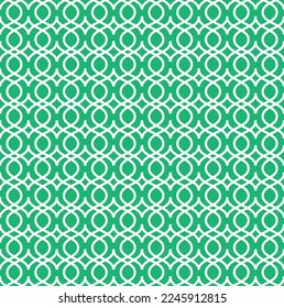 White abstract ogee pattern on green background. Interlocking white ogee pattern on green backdrop. Traditional oriental art. Beautiful colored-wavy pattern.