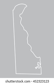 white abstract outline of Delaware map on grey background