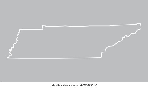 White Abstract Outline Of Tennessee Map