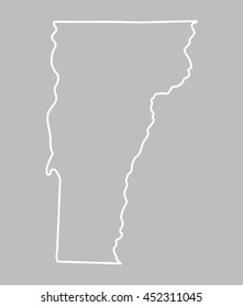 white abstract outline of Vermont map on grey background