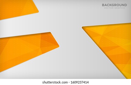 White abstract overlap background with yellow geometric polygonal texture. Vector illustration.