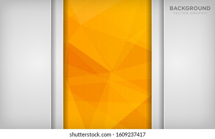 White abstract overlap background with yellow geometric polygonal texture. Vector illustration.