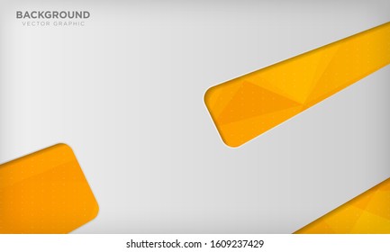 White abstract overlap background with yellow geometric polygonal texture. Vector illustration.