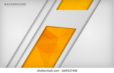 White abstract overlap background with yellow geometric polygonal texture. Vector illustration.