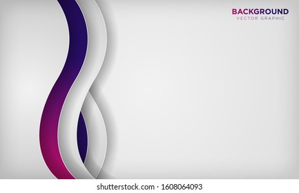 White abstract overlap layer background with colorful purple gradient color. Clean modern technology background with space for text. Vector illustration.