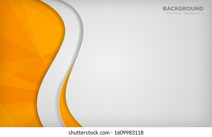 White abstract overlap wave background with orange geometric polygonal texture. Vector illustration.