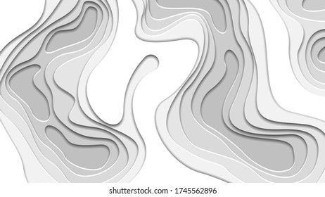 White Abstract Paper Cut Background Vector Shadows Objects Modern Design