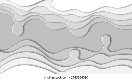 Weißes Abstraktes Papier schneiden Hintergrund Vector Schattengrau