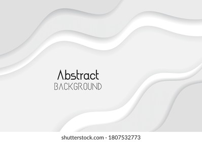 Fondo de corte de papel blanco abstracto. Decoración de corte de papel realista texturada con capas abstractas onduladas. Dibujo abstracto tallado. Ilustración vectorial 3d. Concepto de diseño material. Plantilla para el diseño