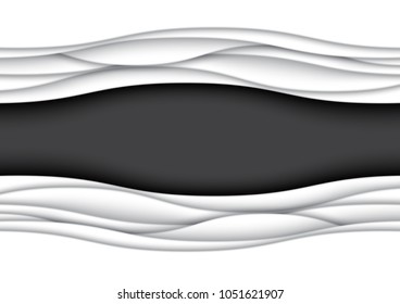 White abstract paper wave layer carving background.Paper art style of cover design for business flyers template,book covers and material design.Vector illustration.
