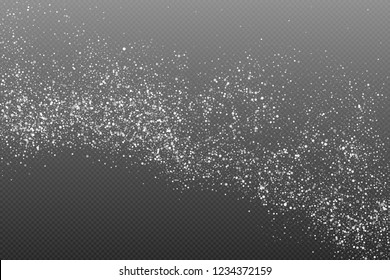 White  Abstract Particles On Transparent Background. Falling Snowflakes Imitation. Bright Bokeh Texture. Vector Illustration, Eps 10.