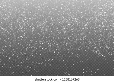 White  Abstract Particles On Transparent Background. Falling Snowflakes Imitation. Bright Texture. Digitally Generated Image. Vector Illustration, Eps 10.