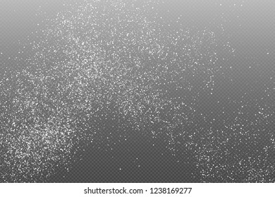White  Abstract Particles On Transparent Background. Falling Snowflakes Imitation. Bright Texture. Digitally Generated Image. Vector Illustration, Eps 10.