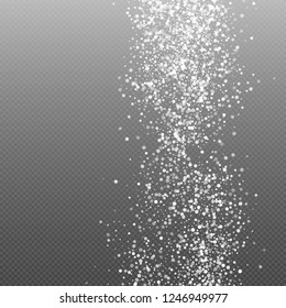 White  Abstract Particles On Transparent Background. Falling Snowflakes Imitation. Bright Bokeh Texture. Digitally Generated Image. Vector Illustration, Eps 10.