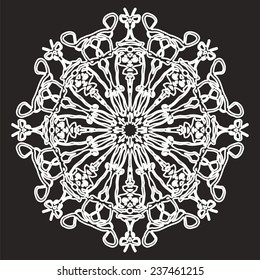 white abstract pattern in modern style on a black background