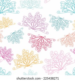 White abstract pattern | Seamless vector background with peacock curls and swirls