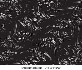 White abstract pattern. Texture with wavy, billowy lines. Optical art background. Wave design black and white. Digital image with a psychedelic stripes. Vector illustration