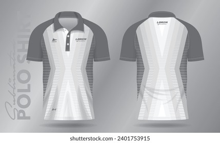 white abstract polo shirt mockup template design for sport uniform in front view and back view