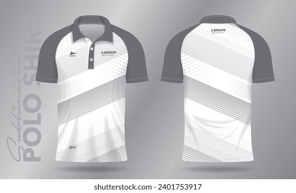 white abstract polo shirt mockup template design for sport uniform in front view and back view