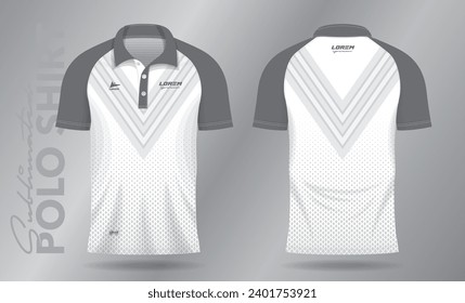 diseño de plantilla de maquillaje de polo abstracto blanco para uniforme deportivo en vista frontal y posterior