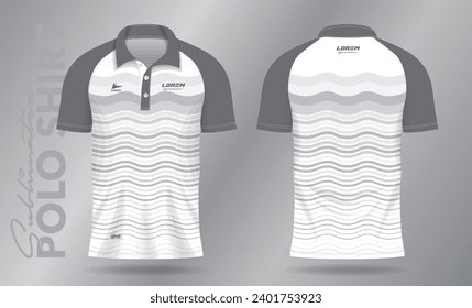 white abstract polo shirt mockup template design for sport uniform in front view and back view