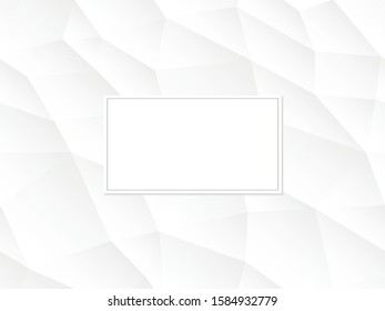 White abstract polygon background with minimalistic empty frame for your design and ideas. Place for your content. Also can be used like mockup, card, banner, postcard, cover, template and etc.