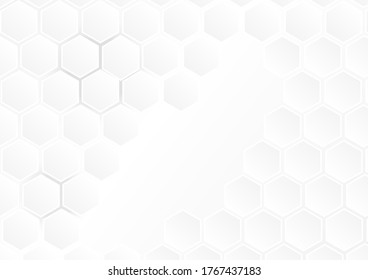 White abstract polygon background. Vector 3d hexagon paper texture.