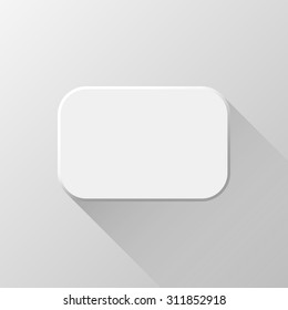 White Abstract Rectangle Badge, Blank Button Template Flat Designed Shadow And Light Background For Web User Interfaces, UI, Applications And Apps. Vector Illustration.