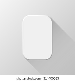 White abstract rectangle badge, blank button template flat designed shadow and light background. Vector illustration.