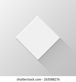 White abstract rhombic badge, blank button template flat designed shadow and light background for web user interfaces, UI, applications and apps. Vector illustration.