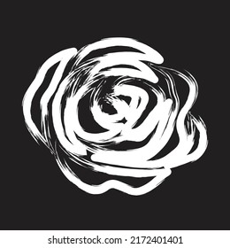 Mano rosa blanca abstracta dibujada con trazos gruesos sobre fondo negro