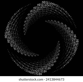 White abstract rotated lines.vortex form. Geometric art. Design element. Digital image with a psychedelic stripes.Design element for prints, web, template