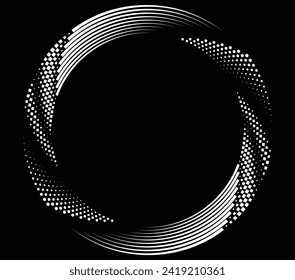 Líneas rotadas abstractas blancas.forma vórtice. Arte geométrico. Elemento de diseño. Imagen digital con rayas psicodélicas.Elemento de diseño para impresiones, web, plantilla