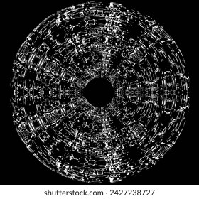 White abstract rotated lines.vortex form. Geometric art. Design element. Digital image with a psychedelic stripes.Design element for prints, web, template