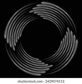 White abstract rotated lines.vortex form. Geometric art. Design element. Digital image with a psychedelic stripes.Design element for prints, web, template
