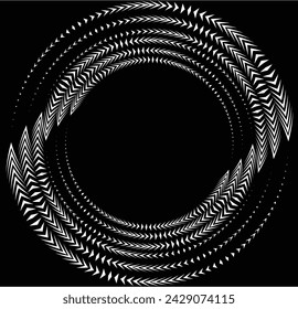 White abstract rotated lines.vortex form. Geometric art. Design element. Digital image with a psychedelic stripes.Design element for prints, web, template